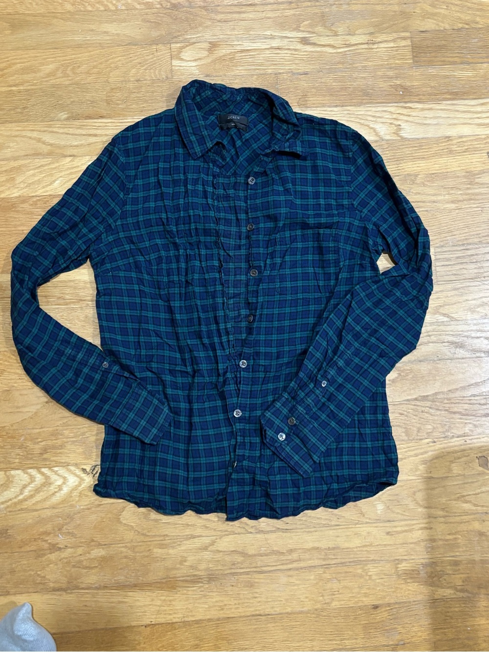J. Crew Green and Navy Plaid Button-Down Shirt